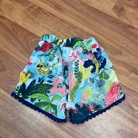 Deux par Deux Kids Psychedelic Forest Lace Trim Cotton Shorts Blue Size 3 - Picture 8 of 9